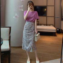 2020 Floral fragrance French vintage suit skirt cold salt can be sweet fried street purple two-piece set light cooked wind