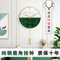 Net red Nordic deer head wall clock clock living room home Nordic atmosphere modern simple fashion hanging watch light luxury clock