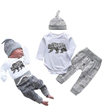 Newborn Bear Letter Print Romper Baby Pants 3Pcs Outfits Set
