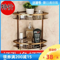 European antique bathroom space aluminum double-layer corner bathroom shelf Corner frame Triangle frame punch-free wall hanging