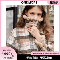 ONE MORE2019 autumn and winter new plush coat British style retro check short thick coat womens clothing