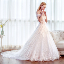 Famous Bride wedding dress bride dress bride 2018 new one shoulder wedding dress trailing white wedding dress 2702