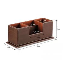 Leather double pen holder Creative gift business card holder multi-function