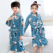 Childrens dress coral-woven boy bathrobe in autumn and winter boy baby flannel nightclothes home clothes