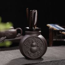 Purple sand tea ceremony six gentlemen Ebony ebony tea tray accessories complete set of solid wood tea clip teaspoon Cup clip tea making tools