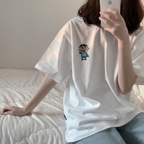 Summer new womens short-sleeved T-shirt ins Harajuku style bf Korean version loose half-sleeve white body shirt student top
