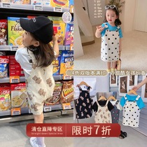 (Clear Cabin Limited-time Benefit) Girl Cowboy Braces Skirt Summer Dress 2021 New Ocean Gas Printed Dress Dress