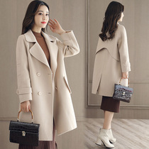 Wool coat womens long 2021 spring and autumn new womens fashion temperament Korean version of the spring womens coat