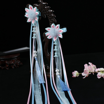 Childrens Hanfu headdress girl accessories tassel step swing ribbon antique hairclip Super fairy ribbon antique hair jewelry ribbon