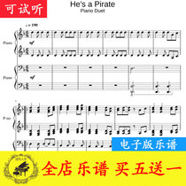 Pirates of the Caribbean he a pirate four-handed piano score HD 7 pages