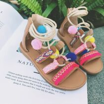 Childrens shoes girls sandals 2021 new summer childrens middle childrens beach shoes little girl color ball shoes BB22 size