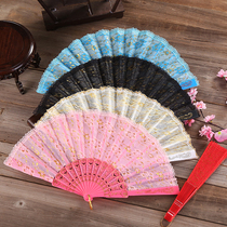 Thickened two layers of Wing Chun new lace fan womens double lace fan dance fan stage props