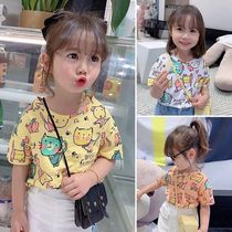 Girls New 2021 summer short sleeve baby children cartoon T-shirt summer base shirt childrens wear half sleeve top tide T