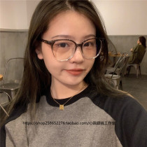 South Korea Personality Gradient TR Anti-Blue Light Glasses Schoolgirl Net Red Vegan Slim frame Retro myopia