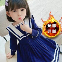 Girl Fall New Knit Long Sleeve Flap Collar Dress Fashion Foreign Air College Wind Super Fairy children sweaters Skirt Tide