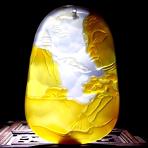 Ice through the old material skillful carving master craft two-color agate "begging Buddha" pendant hz01431