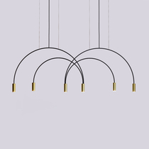 Nordic designer minimalist iron restaurant chandelier creative personality bar clothing store front desk all copper LED spotlights