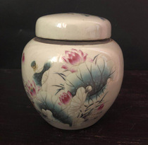 Tongzhi Lotus Mandarin duck general tea jar Ware nostalgic old objects antique old collection home furnishings