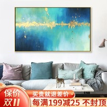 Blue gold foil abstract decorative oil painting pure hand-painted simple modern light luxury Nordic living room sofa background wall hanging wall