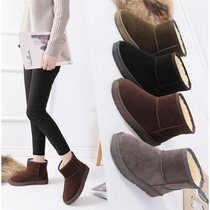 2021 new Korean version Winter Snow Boots Woman Short Barrel Boot Plus Suede Thickened Couple Short Boots Male Cotton Shoes Student Female Boots