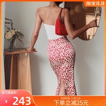 ITSNIKAR love printed skirt 2021 New European and American sexy bag hip split floral skirt temperament skirt