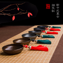 Creative wrought iron hand-held play ashtray Personality retro tea table ashtray set of ornaments small trend Zen