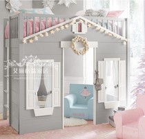 American creative solid wood high and low bed European multifunctional elevated bed double height mother bed solid wood bed solid wood bed custom