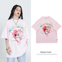 Pink T-shirt women thin summer loose long short sleeve jacket national tide design sense minority European version tide ins