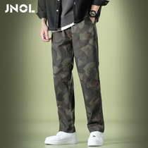 Leisure Pants Men's Chunqiu's new camouflage straight trousers American-style water-washed large-yard loose-legged handmade pants