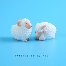 Japanese-style simulation animal cute little sheep cartoon model mini alpaca micro-landscape decoration play house doll
