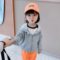 Childrens autumn coat 2021 new Korean version of the foreign style baby spring and autumn solid color casual top girls  sportswear