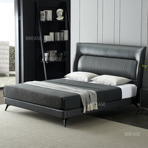 Boris Italian light luxury zhen leather bed modern minimalist small-sized master bedroom 1 8 meters double high Box storage nuptial bed