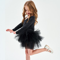 Spring and Autumn childrens long-sleeved dance practice suit Girls one-piece suit Puffy dress Baby tutu Princess dress