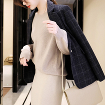 JOLIMENT Plaid Small Blazer Women 2020 New Autumn Winter Long Slim Wool Suit Top