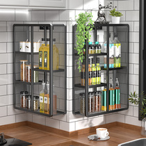 Wall-mounted kitchen rack household seasoning rack multi-function oil and salt sauce vinegar storage rack hanger hanger multi-layer