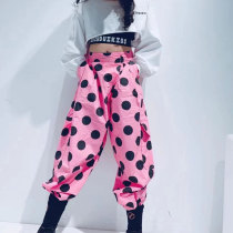 Bora bora Korean Childrens clothing 2021 spring retro polka dot loose wide leg girls high waist all-match trend pants