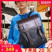 Cowhide backpack mens backpack boys bag 2021 new trendy business school bag mens business travel computer bag