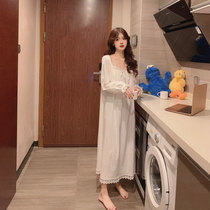 Large size pajamas female 200 Jin Princess Wind Nightdress Spring and Autumn Winter Long Sleeved Summer Fairy 2021 New Thin Student