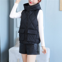 Down cotton waistcoat women fall winter short hooded waistcoat 2021 fall winter vest women loose cotton-padded jacket horse clip coat tide