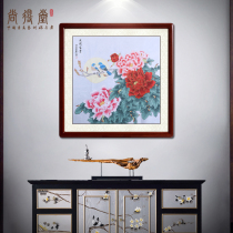 Chinese painting peony masterpiece pure hand-painted calligraphy and painting authentic flowers blooming rich Chinese living room hanging painting Doufang porch decorative painting