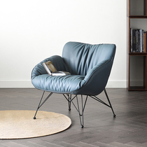 Italian minimalist sofa chair Simulation leather Hotel bedroom light luxury leisure chair American Nordic Tiger chair Single sofa