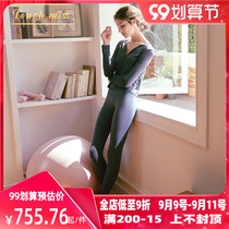 TOUCH MISS yoga clothing sports suit womens autumn and winter trend blouse long sleeve quick-drying professional fitness two-piece set
