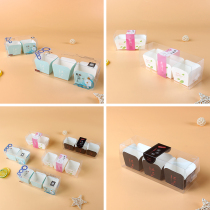 2 3 pieces Hokkaido Chiffon square paper cups flow core baking cake PET plastic transparent packaging box 50 sets