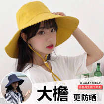 Windproof rope sun womens hat Anti-UV visor cycling sunscreen hat can not blow off with fishermans hat big along the Japanese system