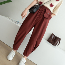 Large size womens pants 200kg fat sister loose thin Haren pants casual loose ankle-length pants radish pants dad pants