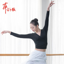 Belly Leather Dance Suit Adult Female Dancers Song V Collar Modern Dance Practice Dancer Lace Long Sleeve Gymnastics Suit Yoga Clothes