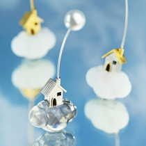 HeyJewel Empty Midtown Tricolour Cloud Upper House 925 Silver Ear Rings Small Crowd Design Sense Personality Creative Ear Accessories