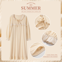 Night dress womens spring and autumn new long-sleeved pure cotton sweet princess style loose womens cotton summer pajamas home clothes