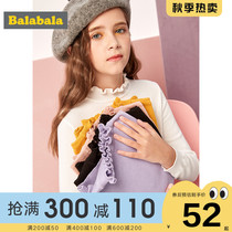 Balabala girl sweater pullover high collar middle child knitwear foreign children autumn and winter Children base shirt thick