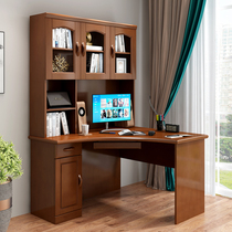 Solid wood desk bookshelf integrated with bookcase computer desk Desktop Bedroom corner Student learn writing desk